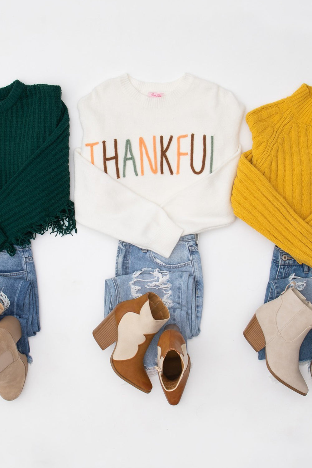 Ivory "Thankful" Embroidery Sweater