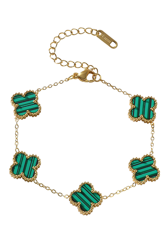 Four Leaf Clover Gold Chain Bracelet