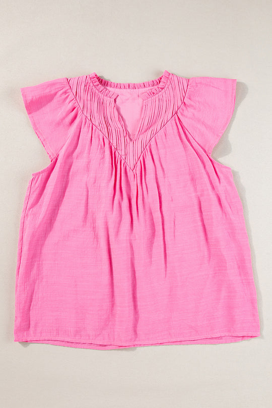 Bright Pink Flutter Gauze Blouse