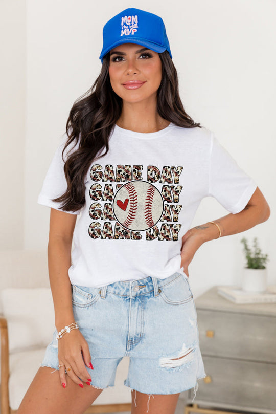 White Leopard "GAME DAY Baseball" Graphic T Shirt