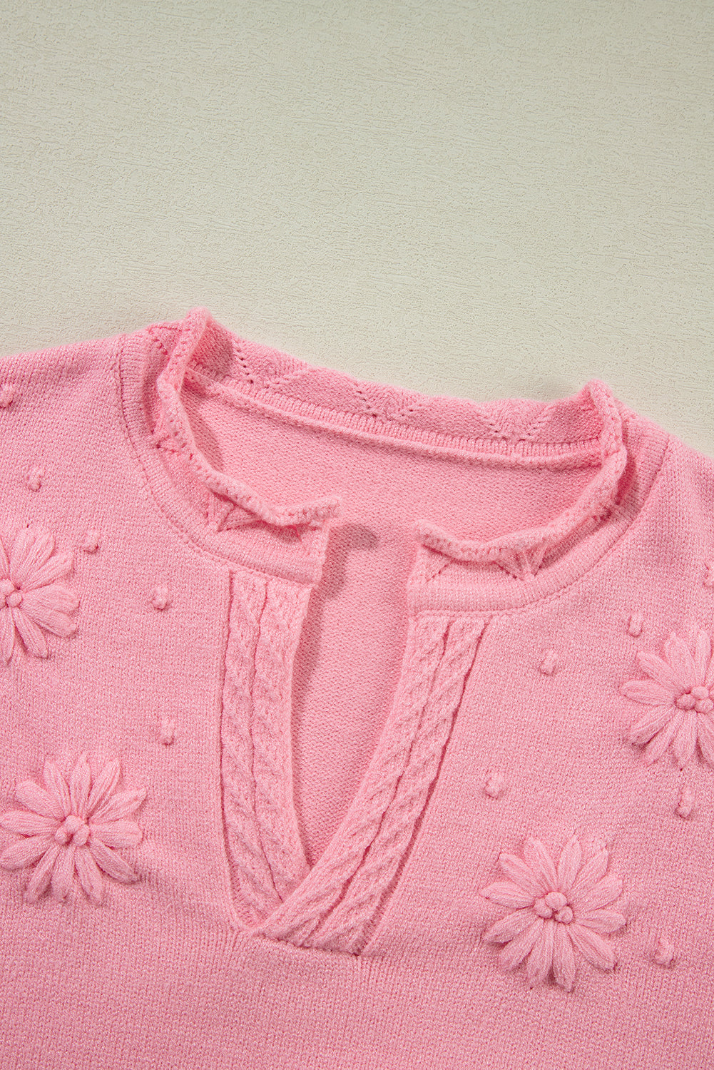 Pink Flower Blossom Knitted Sweater