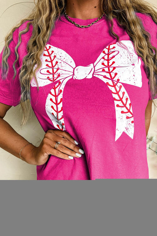  Baseball Bowknot Graphic T-Shirt