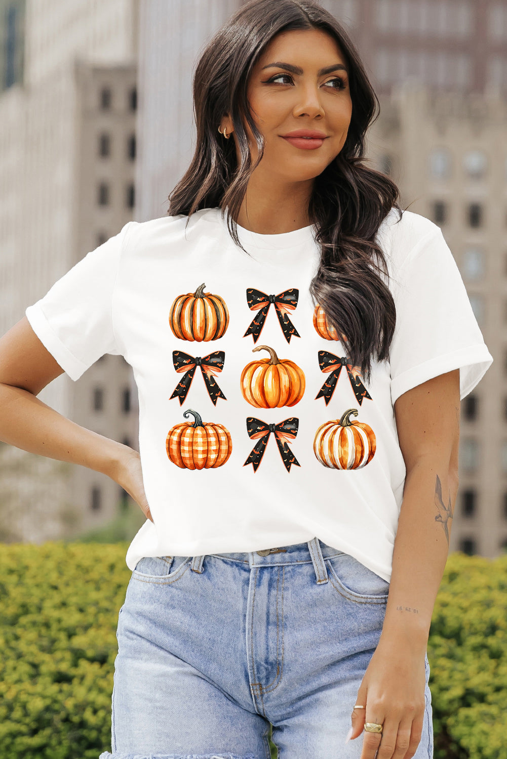 Halloween Pumpkin Bow Knot T-Shirt