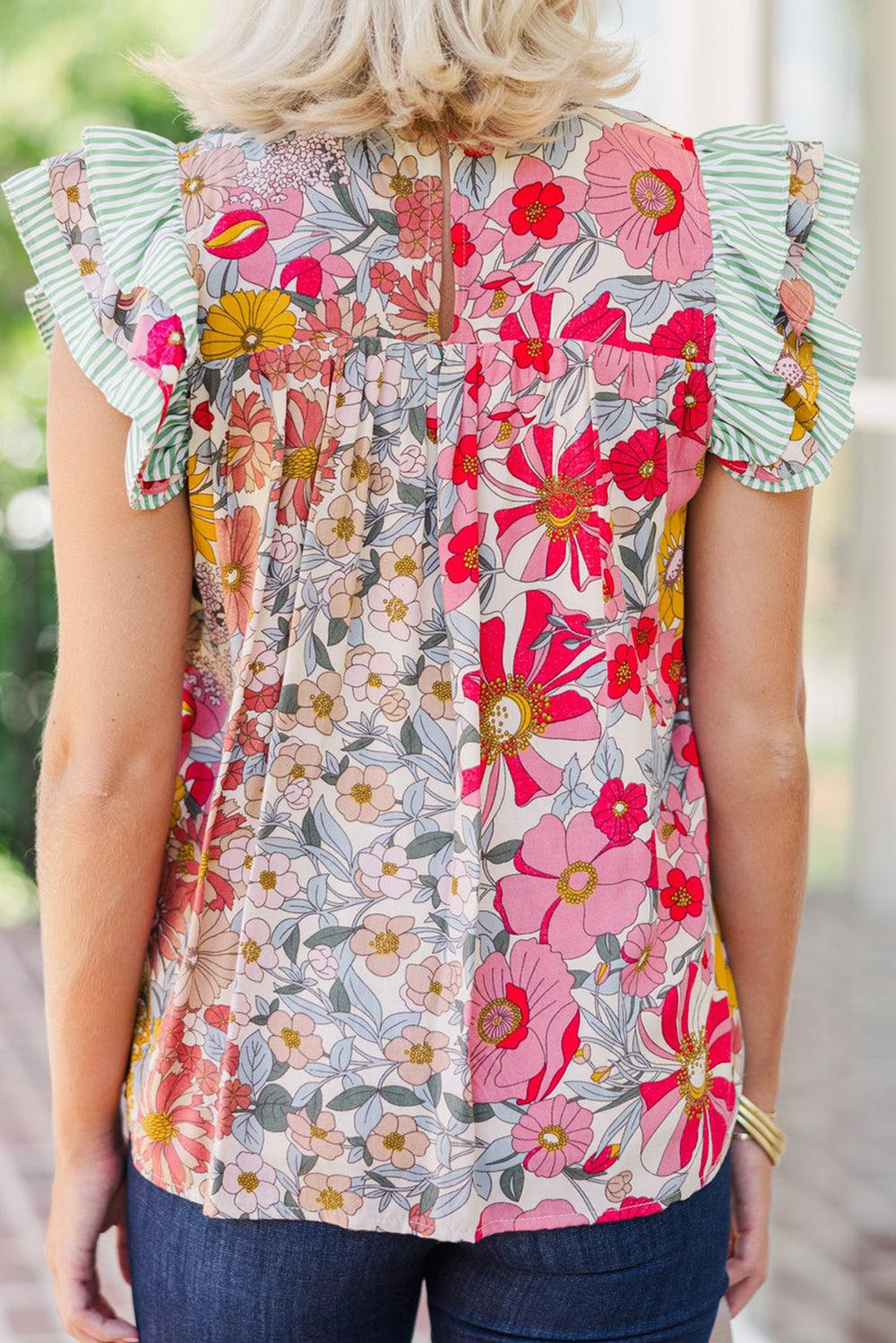 Kacey Floral Ruffle Short Sleeve Blouse