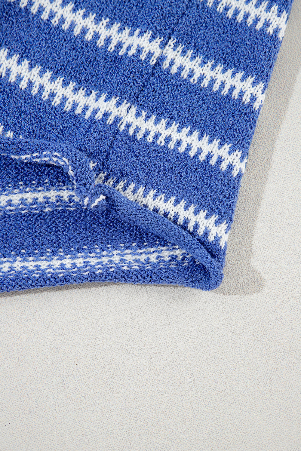 Casual Blue Stripe Drop Shoulder Sweater