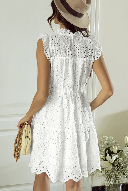 White Smocked Mini Dress - Klazzi Fashion Boutique