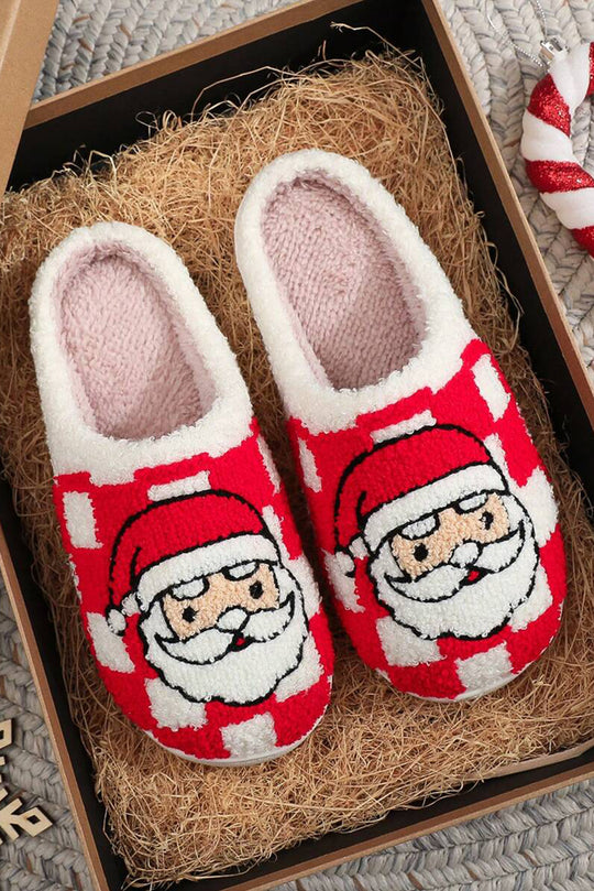 Red Checkered Santa Claus Slippers