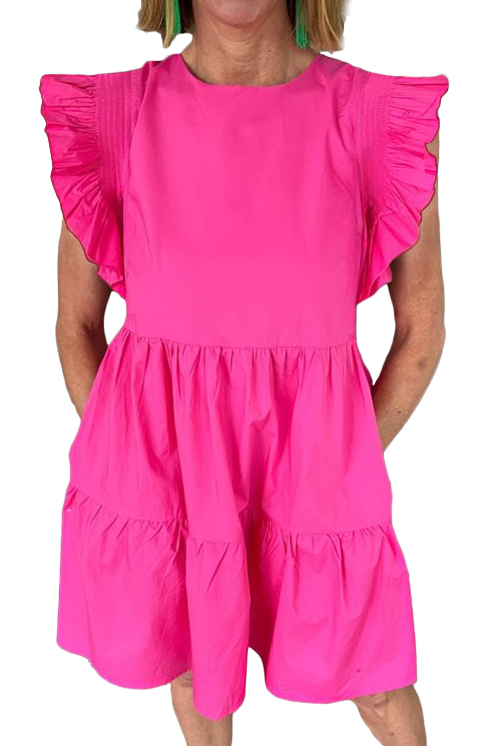 Courtney Ruffled Bright Pink Babydoll Mini Dress