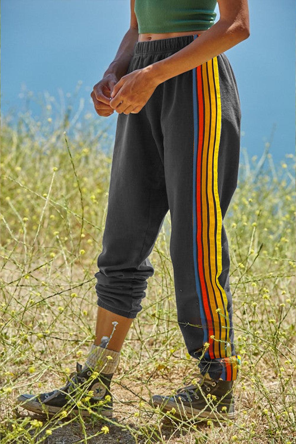 Pink Rainbow High Waist Sweatpants