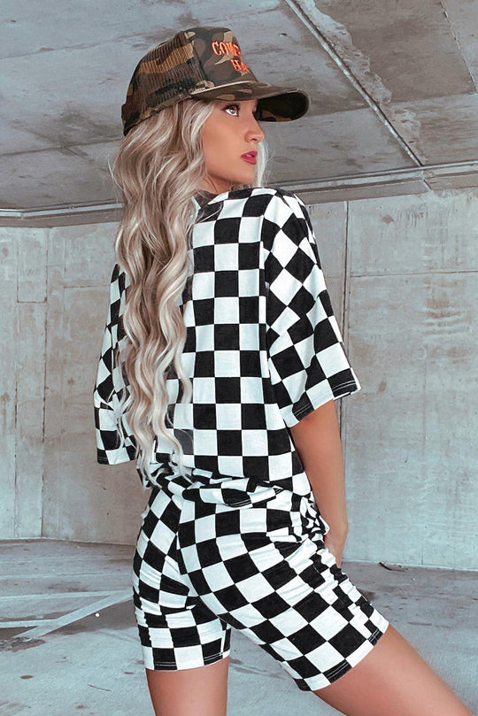 Checker Two-Piece Short Lounge Set