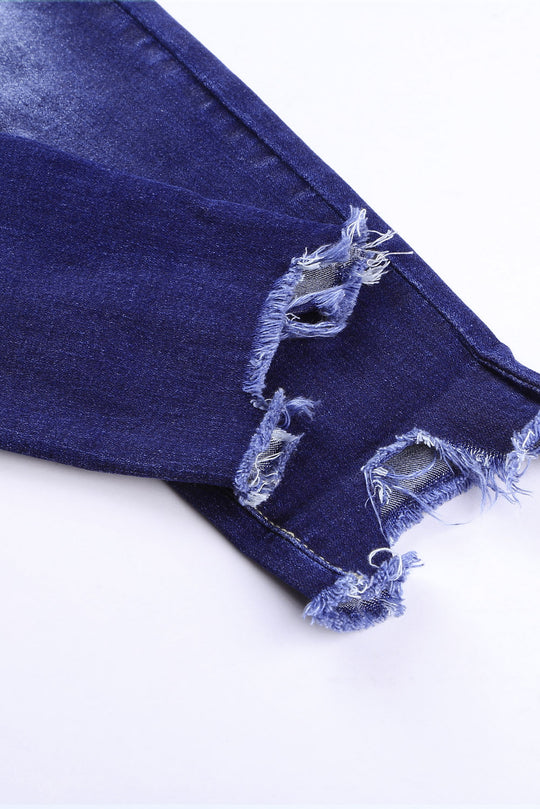 Distressed Ankle Frayed Skinny Denim - Klazzi Fashion Boutique