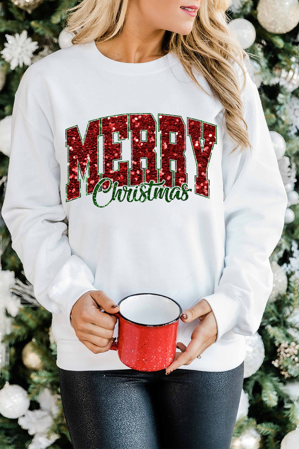 Christmas Sequins "Merry" Graphic Sweatshirt