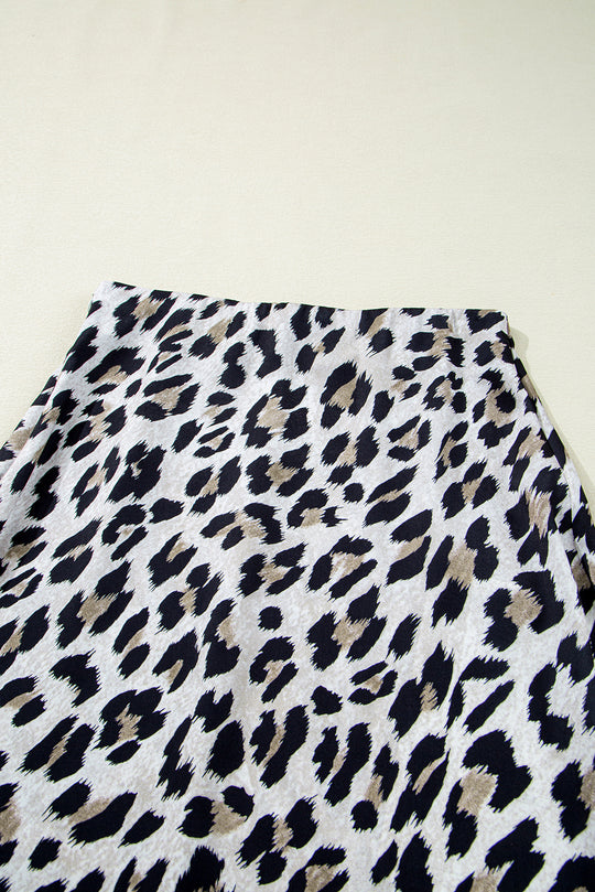  Leopard High Waist Midi Skirt