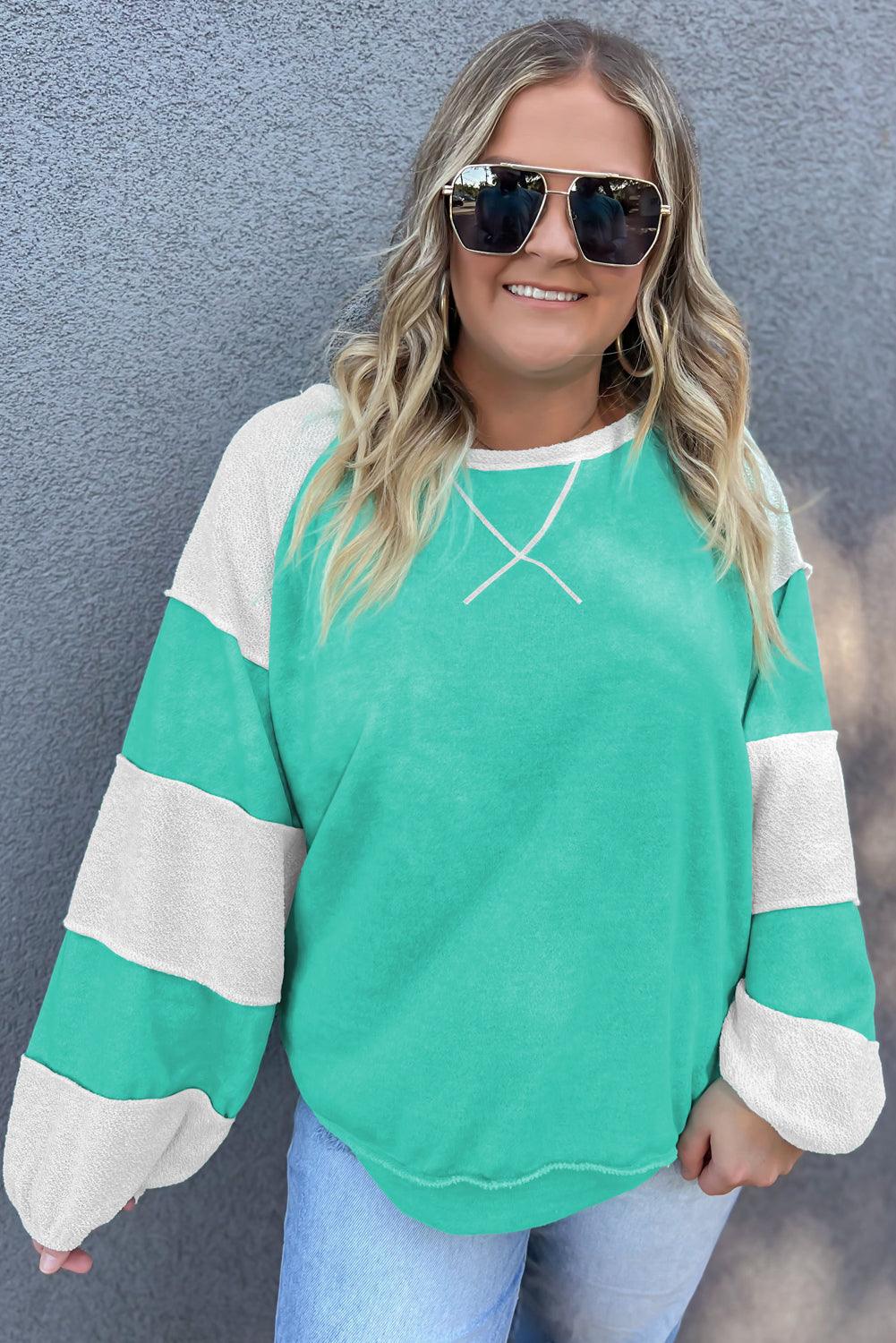 Cross Seam Turquoise Plus Sweatshirt