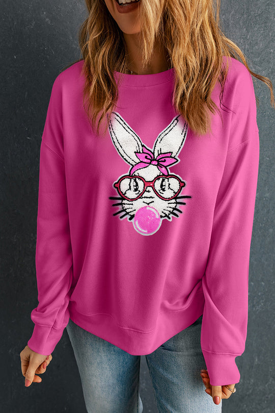 Sequin Bubble Gum Rabbit Graphic Sweatshirt