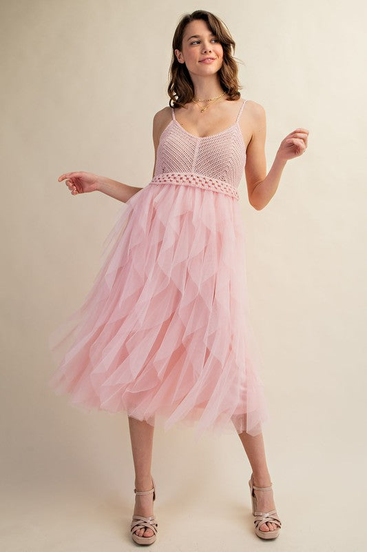 FABULOUS MIDI CROCHET TULLE DRESS