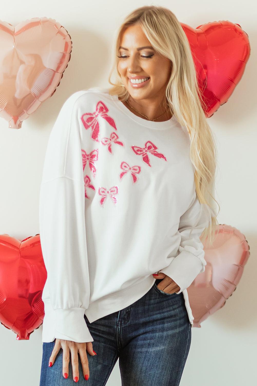 Sequin Designer Bows Oversize Sweatshirt