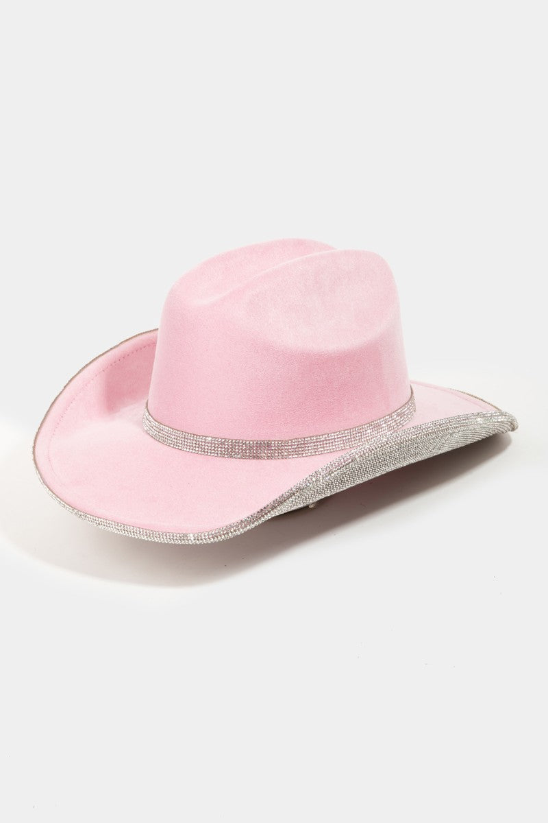 Pink Fame Rhinestone Suede Cowboy Hat