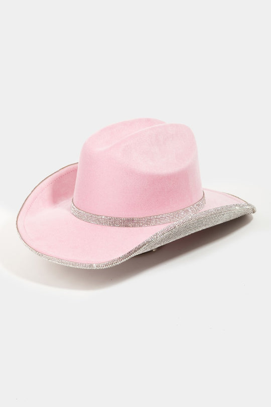 Pink Fame Rhinestone Suede Cowboy Hat