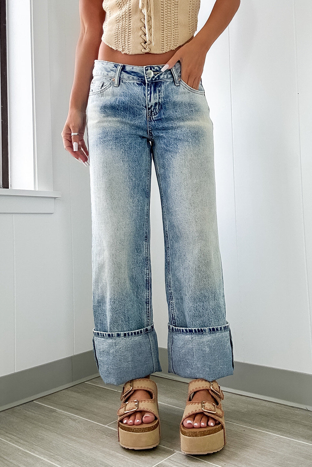 High Rise Medium Wash Denim