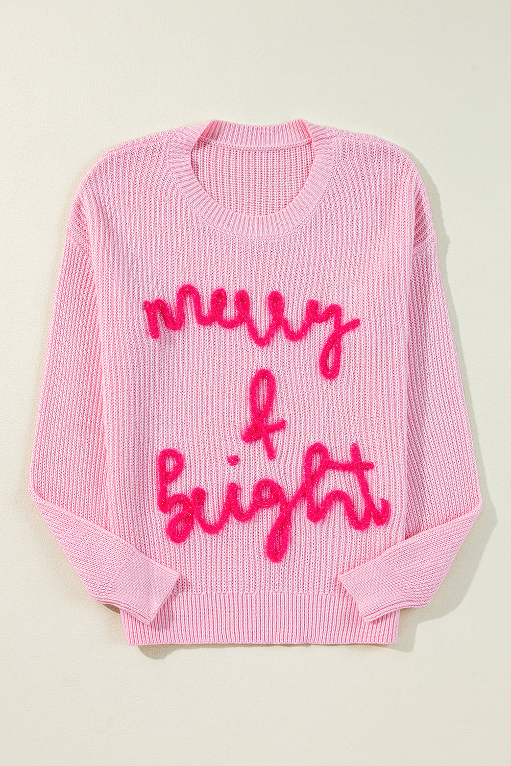 Pink Pop "Merry & Bright" Waffle Knit Sweater