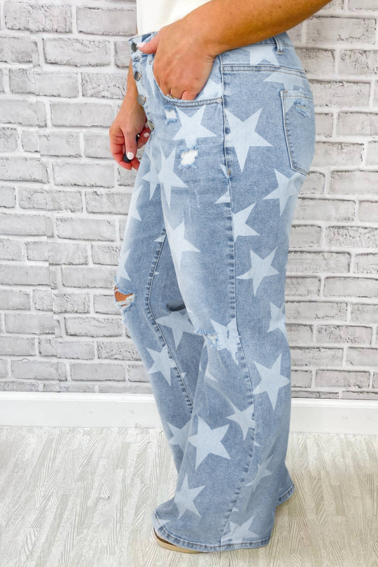 Destroyed All Over Stars Plus Size Denim