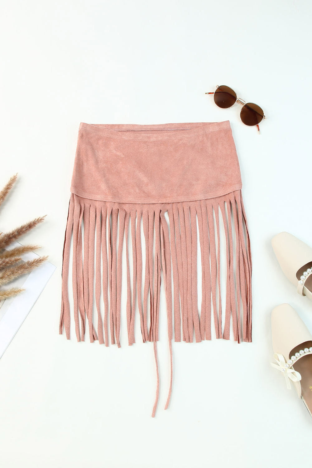 Pink Tassel Drawstring Bandeau Crop Top