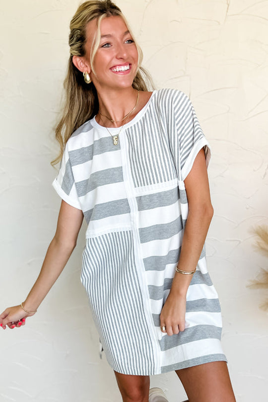 Mixed Stripes Mini T-Shirt Dress