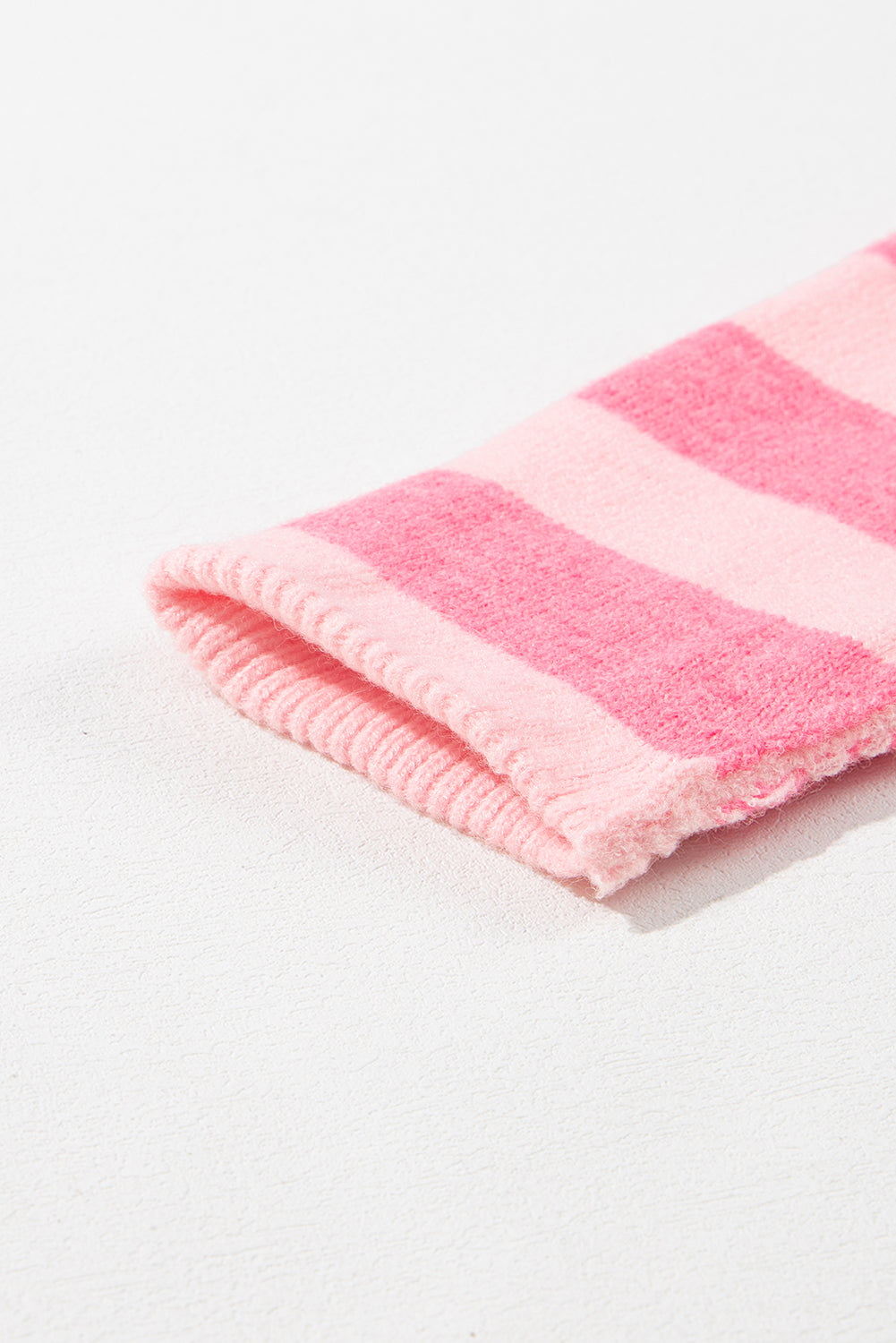 Checkered Pink Two-toned Striped Loose Sweater