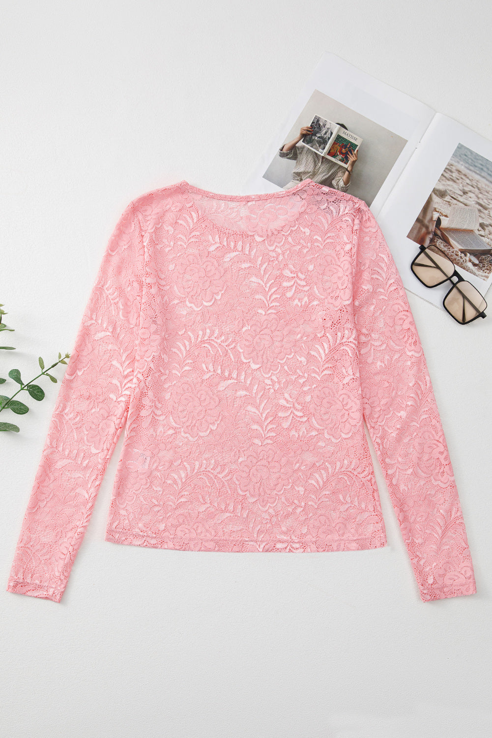 Floral Blossom See Through Lace Long Sleeve Shirt