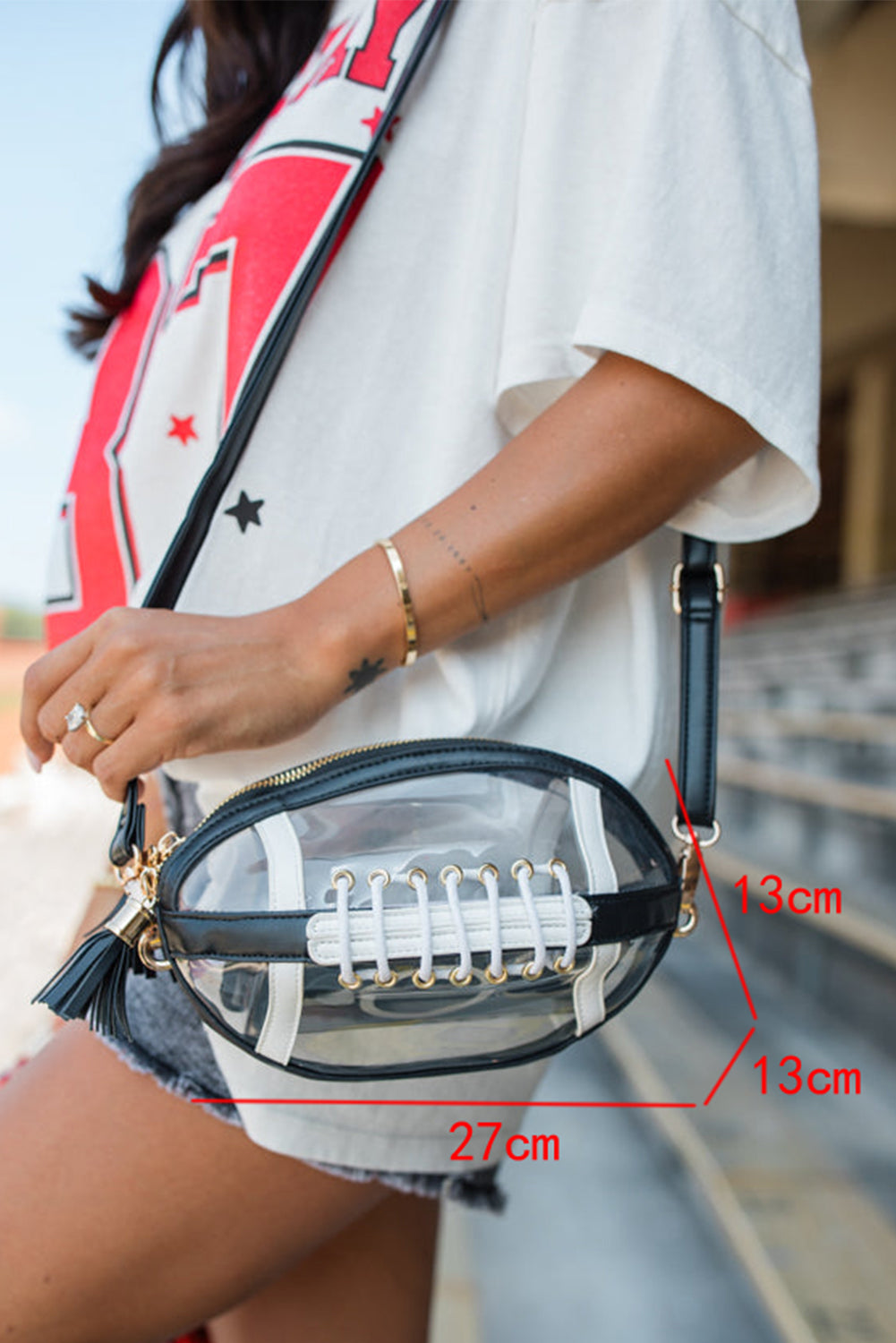 Football Fringe Clear Shoulder Bag