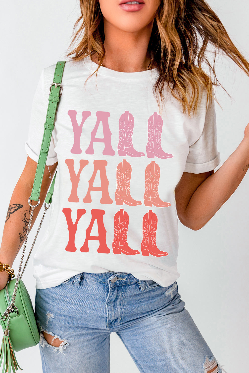 Cowboy Boots "Y'ALL" Graphic T Shirt