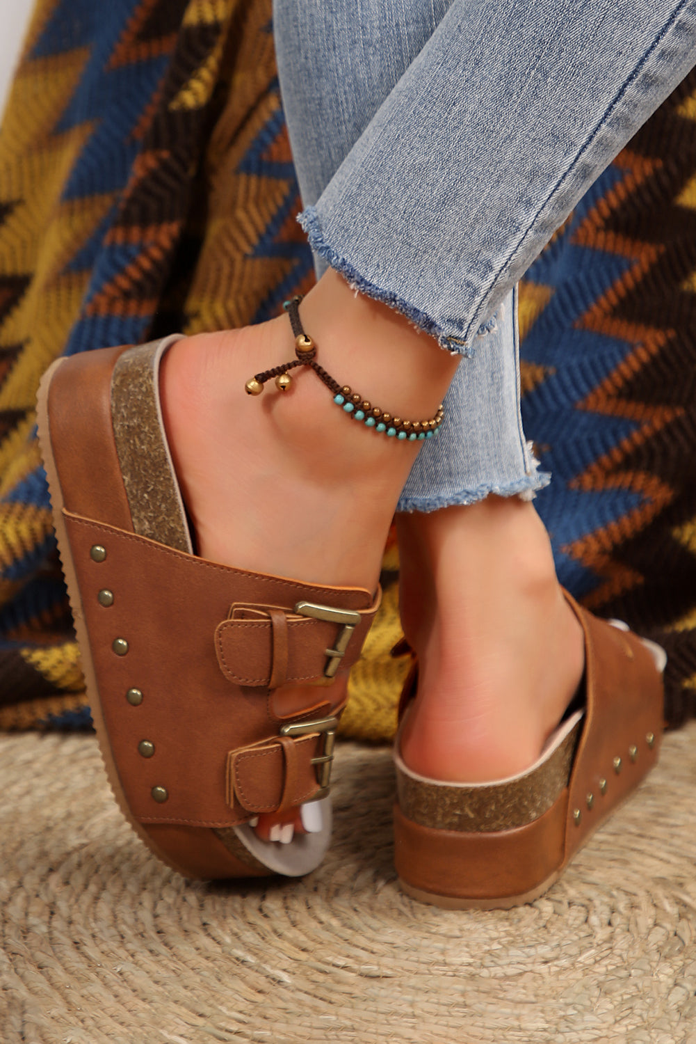 Chestnut Buckle Platform Sandal - Klazzi Fashion Boutique