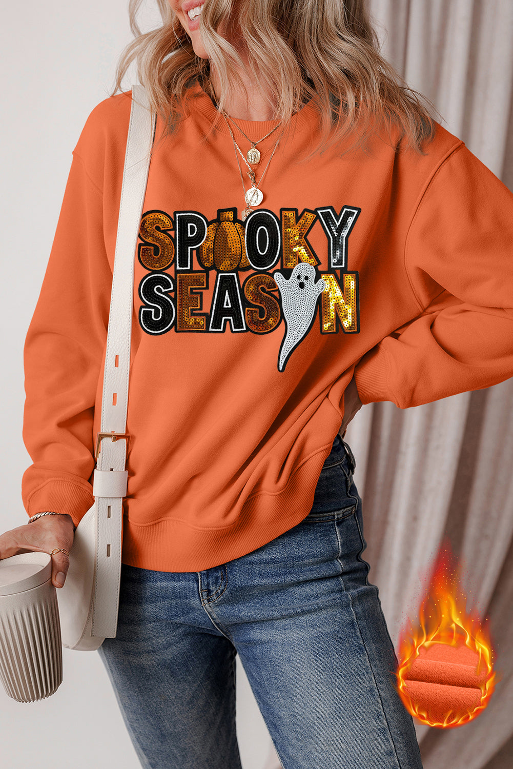  Sequin "SPOOKY SEASON" Halloween Ghost Sweatshirt