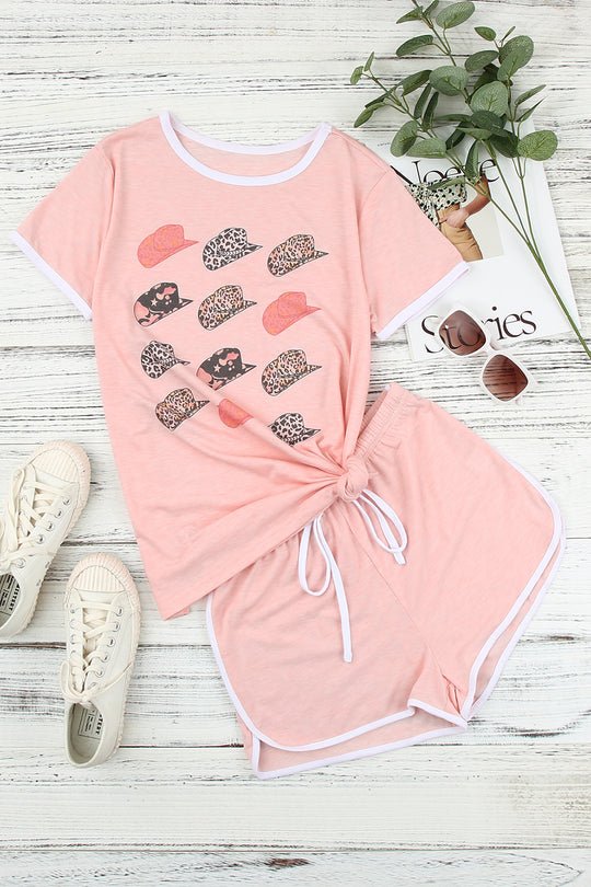 Western Pink Leopard Hats Loungewear Set - Klazzi Fashion Boutique