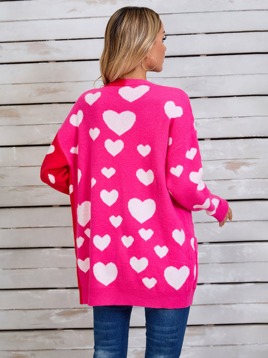 Love Hearts Valentine Long Sleeve Cardigan