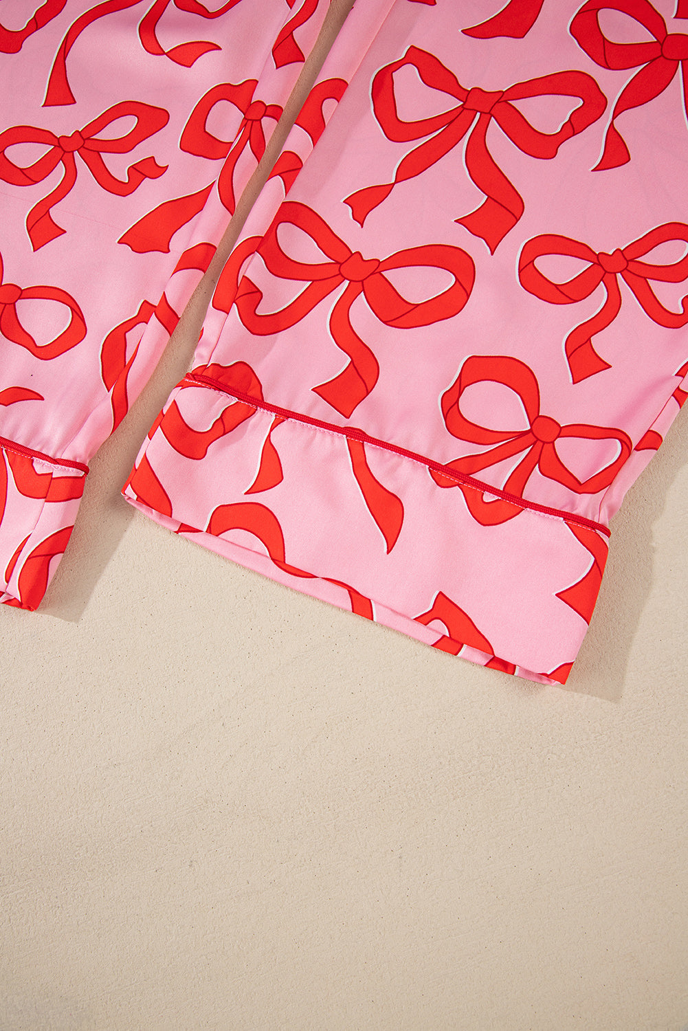 Red Bows 2 Piece Long Sleeve Pajama Pant Set