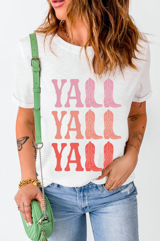 Cowboy Boots "Y'ALL" Graphic T Shirt