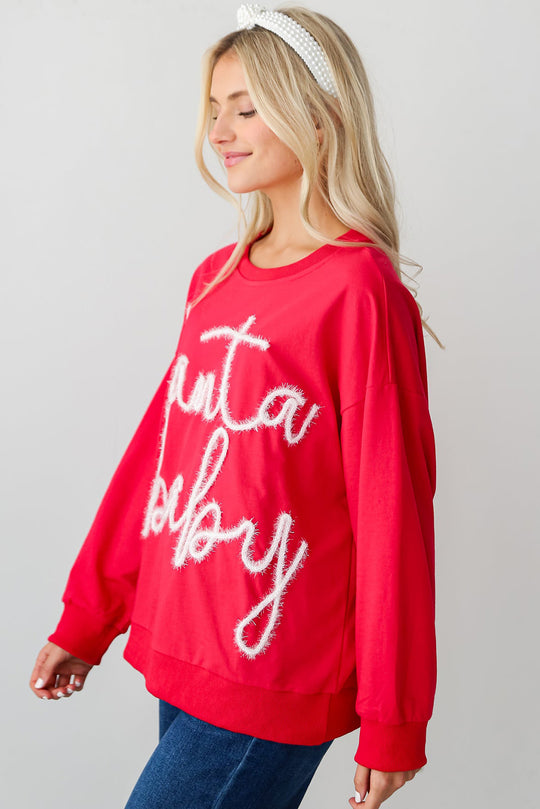 Christmas "Santa Baby" Tinsel Graphic Sweatshirt