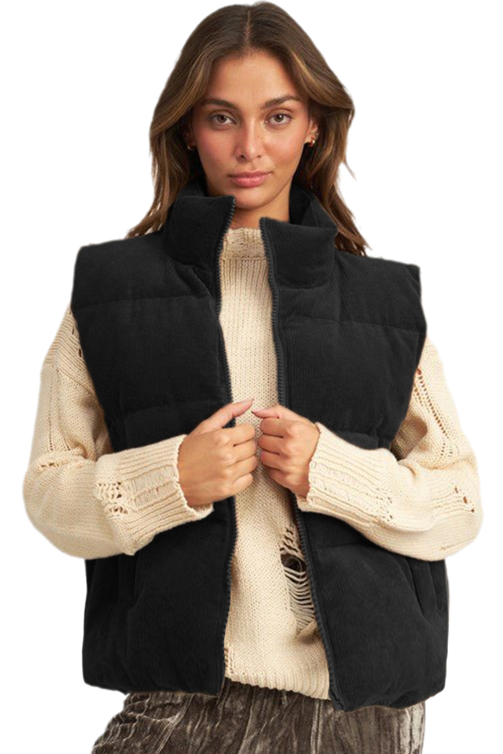 Corduroy Zip Puffer Vest