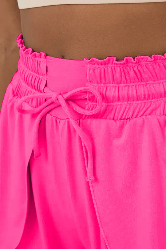 Hot Pink Petal Wrap Swim Shorts