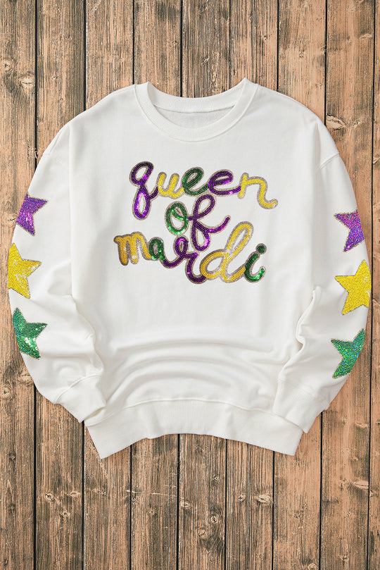 Mardi Gras "Queen of Party" Graphic Sweatshirt