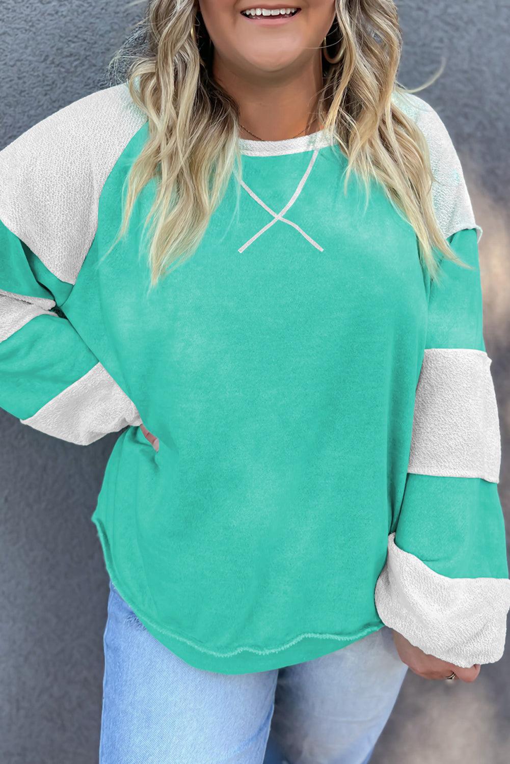 Cross Seam Turquoise Plus Sweatshirt