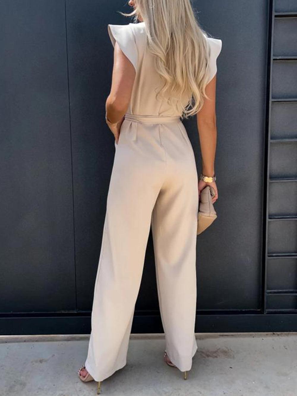 Marlene Ruffled Cap Sleeve Jumpsuit