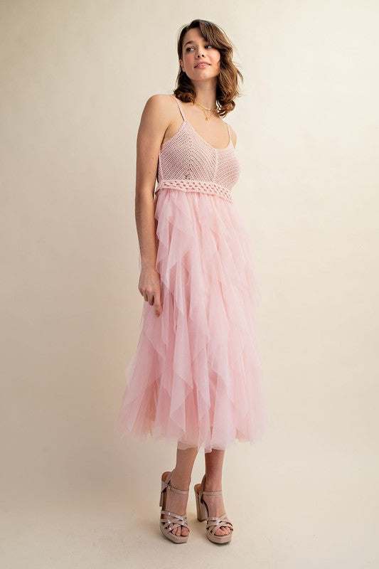 FABULOUS MIDI CROCHET TULLE DRESS - Klazzi Fashion Boutique