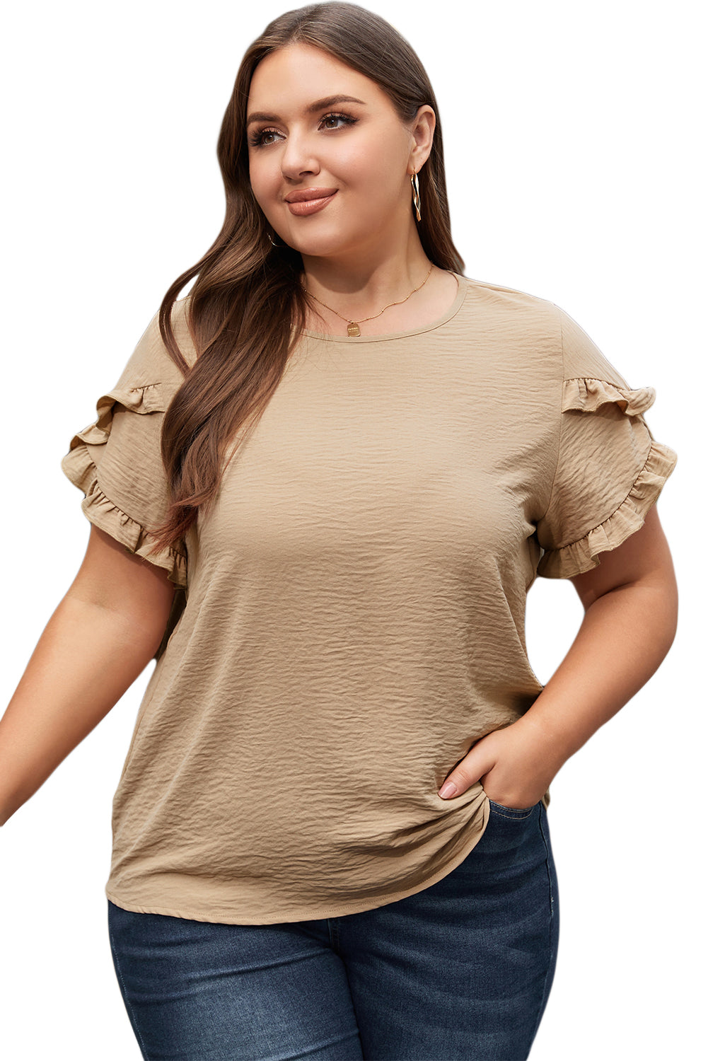 Plus Size Bright Ruffled Short Sleeve Top - Klazzi Fashion Boutique