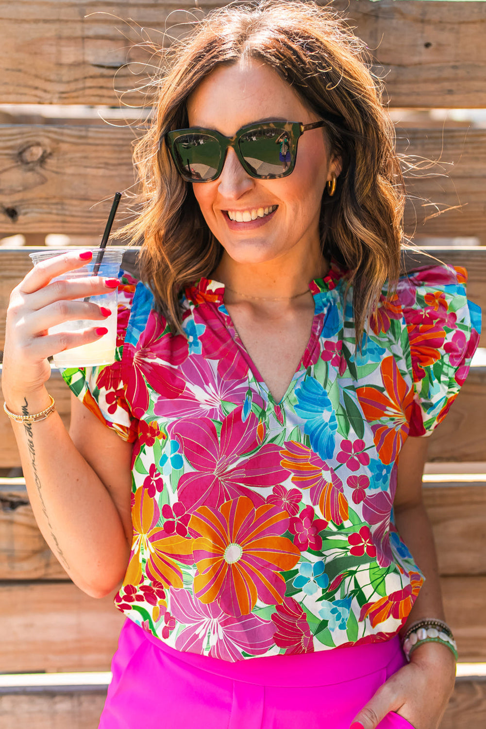 Tropical Flowers Multicolor Blouse