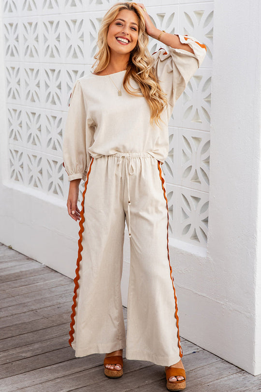 Pumpkin Spice Zig Zag Wide Leg Pants Set