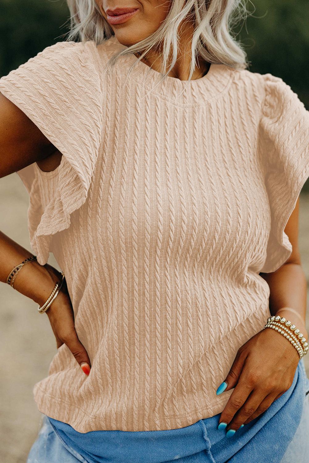 Hazel Knit Flutter Sleeve Top