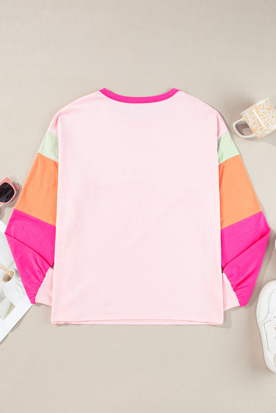 Pink Multicolor Stitch Sweater